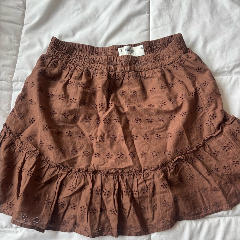 Hollister Brown Eyelet Mini Skirt
